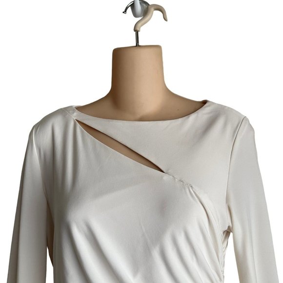 Lauren Ralph Lauren Evening Womens Dress Size 4 Beige Long Sleeve Lined Stretch - Picture 4 of 10